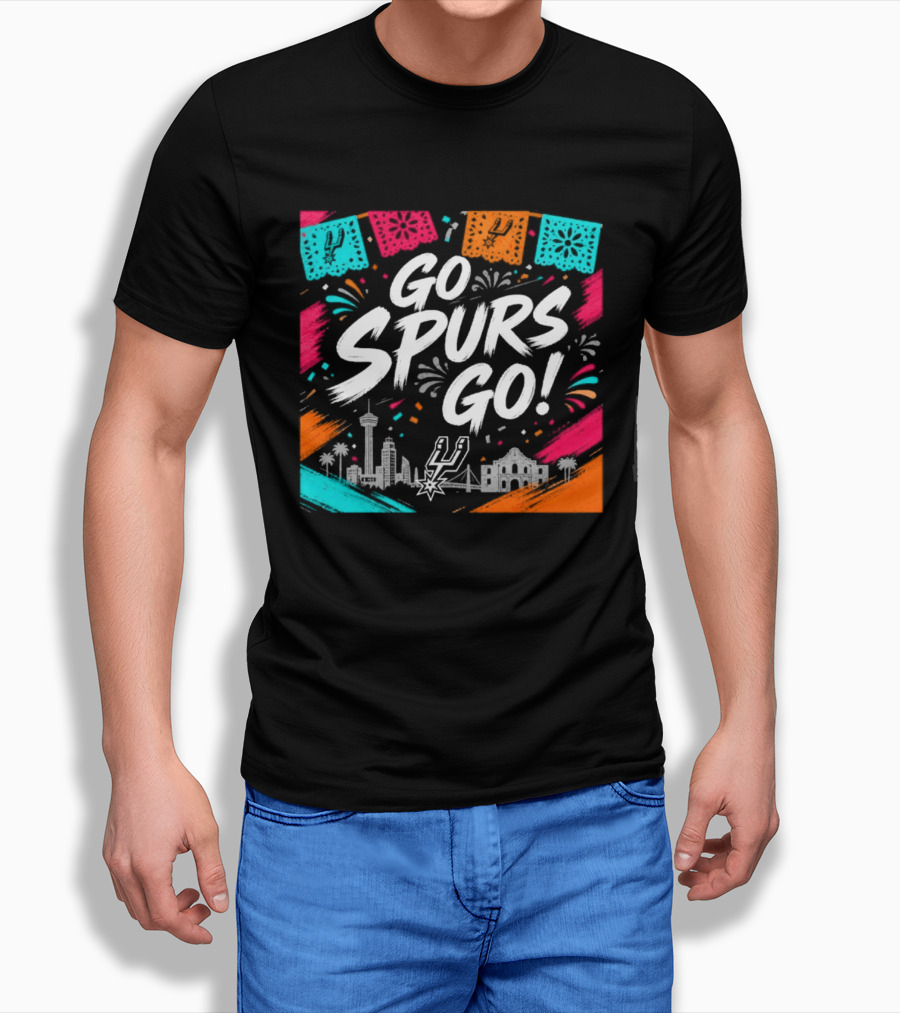 Go Spurs Go San Antonio Skyline Fiesta Celebration T-Shirt