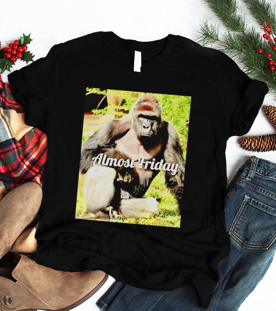 Almost Friday Gorilla Relaxing In Nature T-Shirt