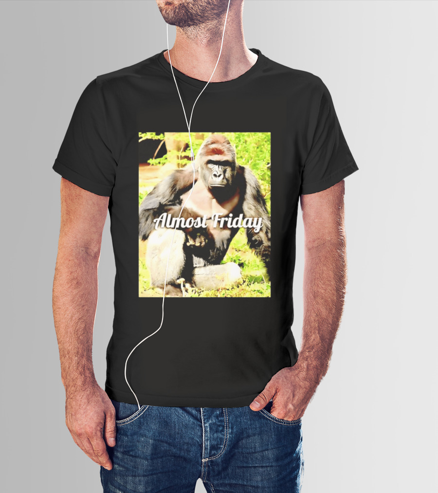 Almost Friday Gorilla Relaxing In Nature T-Shirt