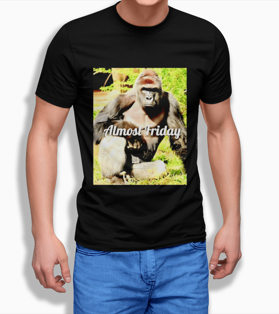 Almost Friday Gorilla Relaxing In Nature T-Shirt