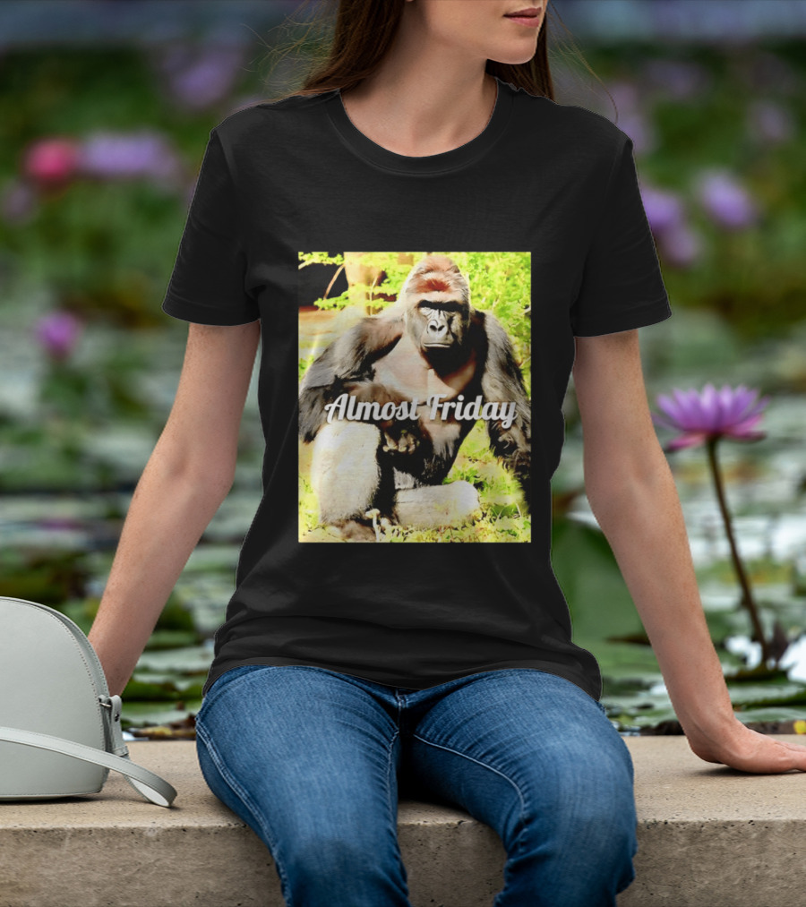 Almost Friday Gorilla Relaxing In Nature T-Shirt