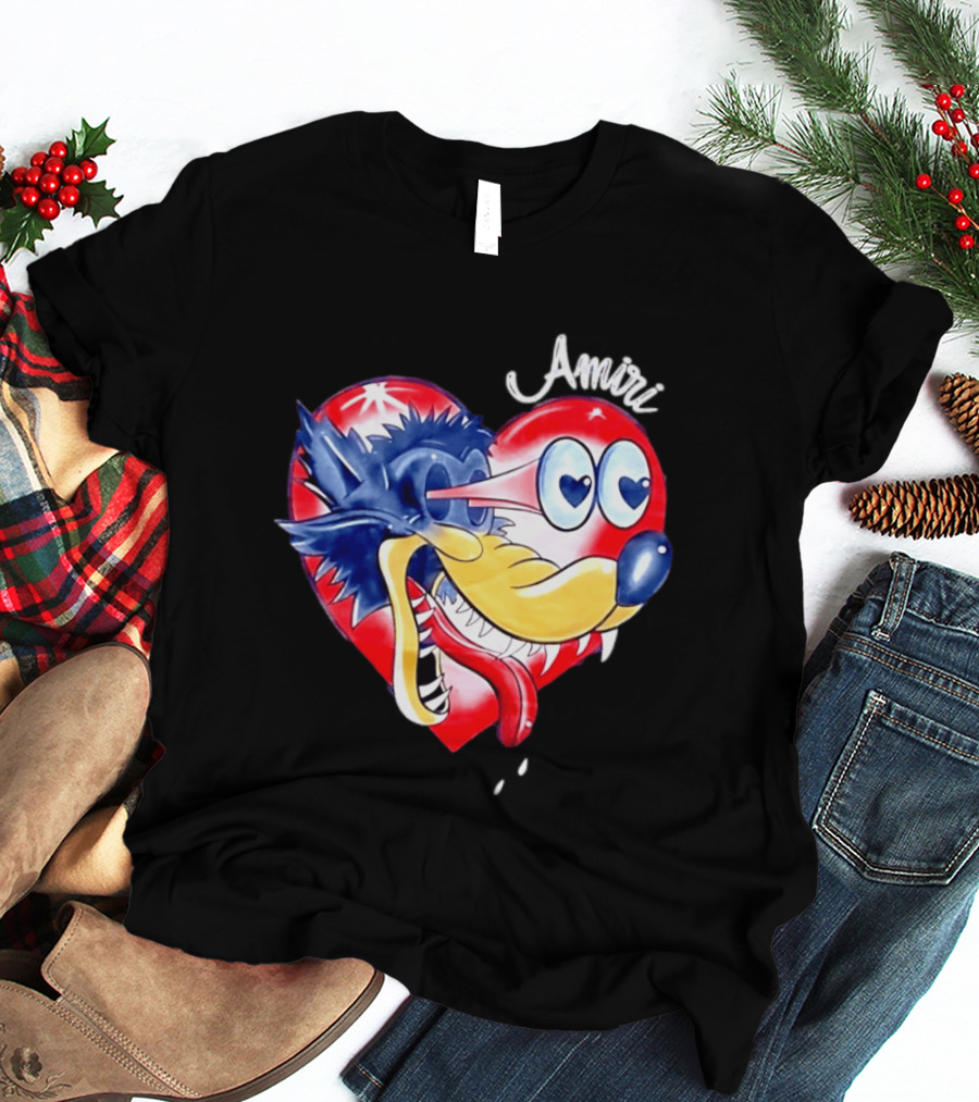 Heart Wolf Amiri Iconic Pop Art Style Fusion T-Shirt