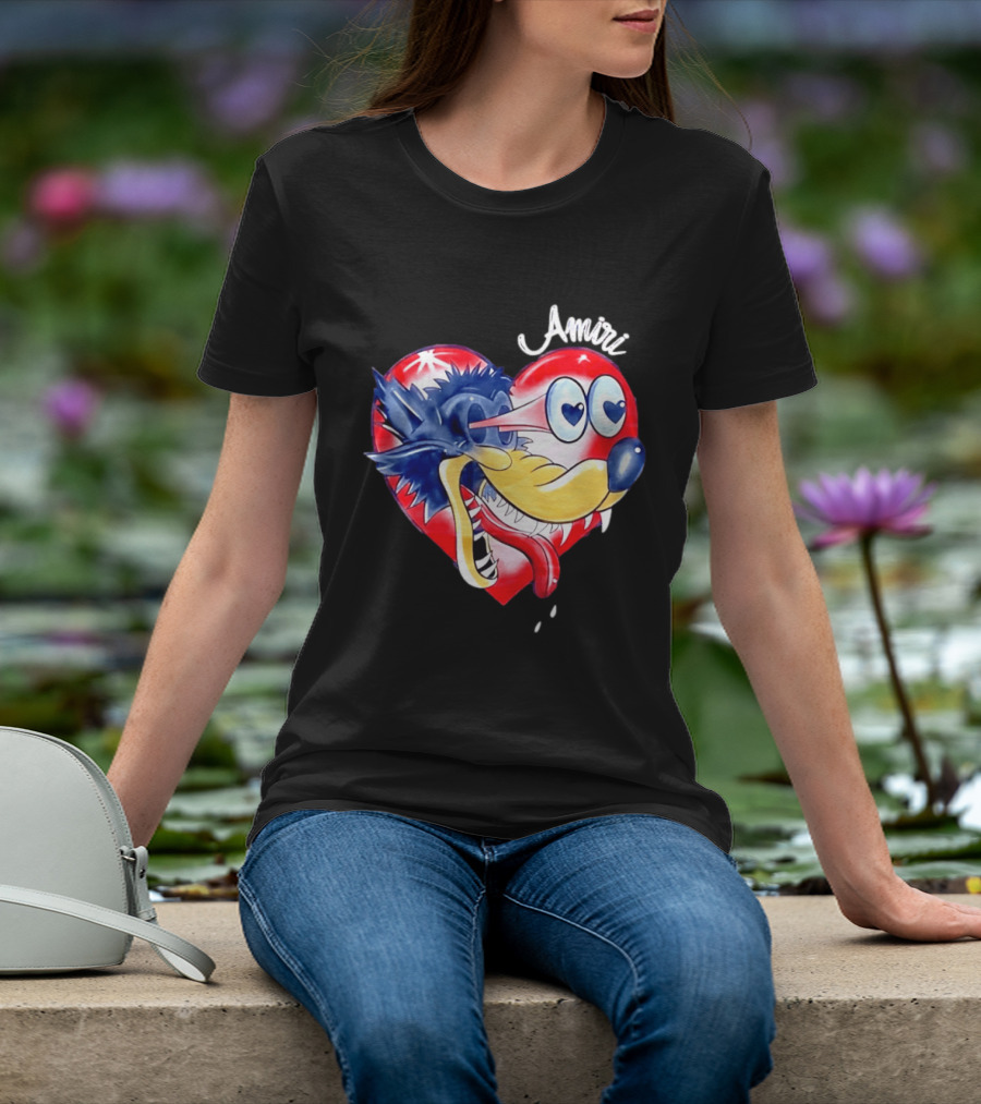Heart Wolf Amiri Iconic Pop Art Style Fusion T-Shirt