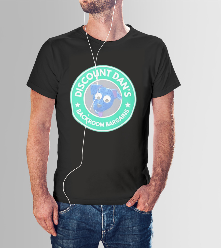 Discount Dan's Backroom Bargains Dog Face Circular T-Shirt