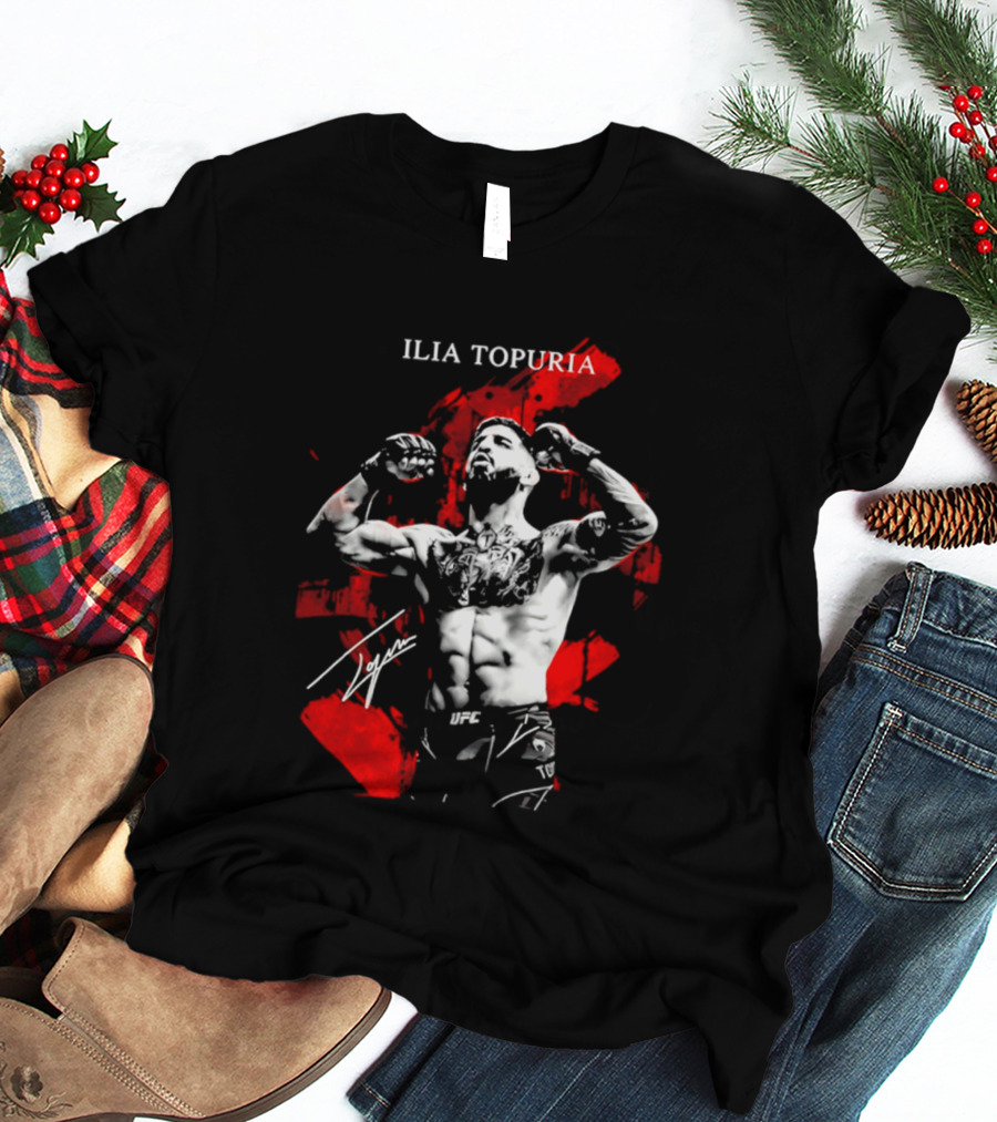 Ilia Topuria UFC Fighter Bold Red Abstract T-Shirt