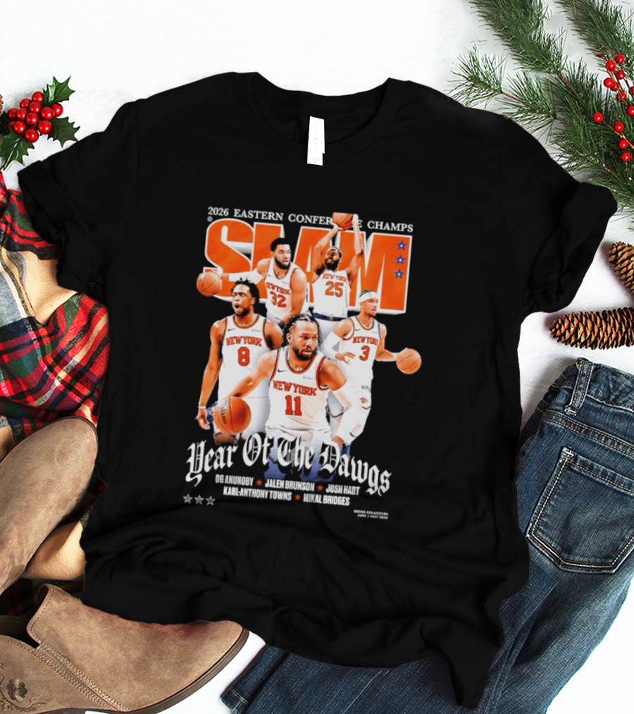 2023 Eastern Conference Champs New York Knicks SLAM Year Of The Dawgs Jalen Brunson Josh Hart Karl Anthony Towns T-Shirt