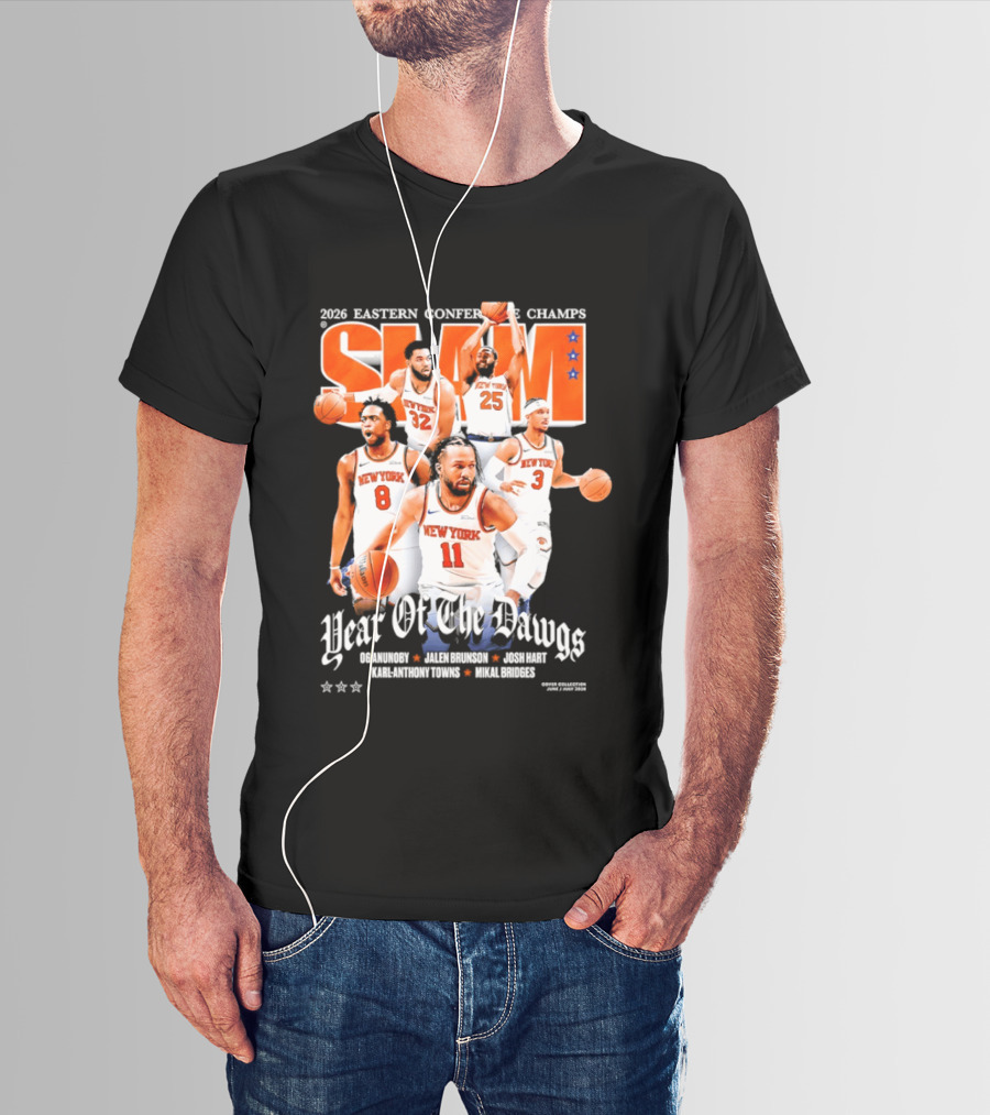 2023 Eastern Conference Champs New York Knicks SLAM Year Of The Dawgs Jalen Brunson Josh Hart Karl Anthony Towns T-Shirt
