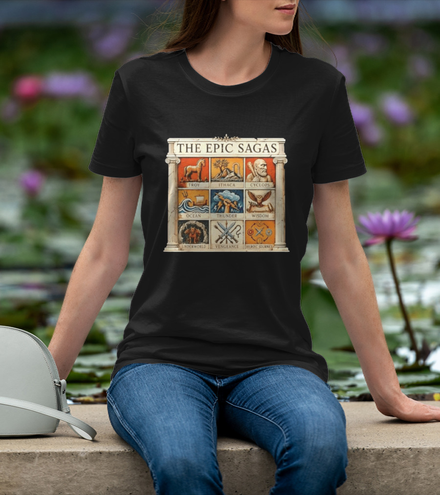 The Epic Sagas Odysseus Trojan War Ocean Thunder Underworld Cyclops Vengeance Heroic Journey T-Shirt