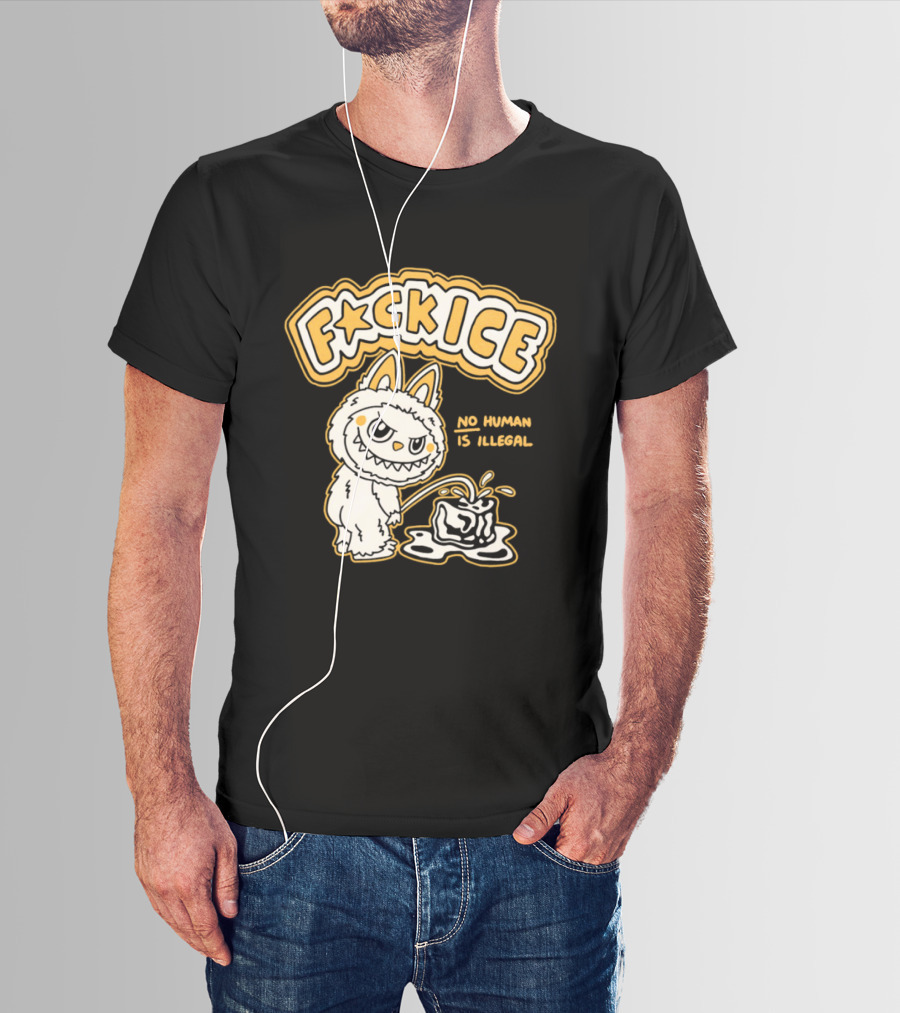 Fck Ice No Human Is Illegal Meme Labubu T-Shirt