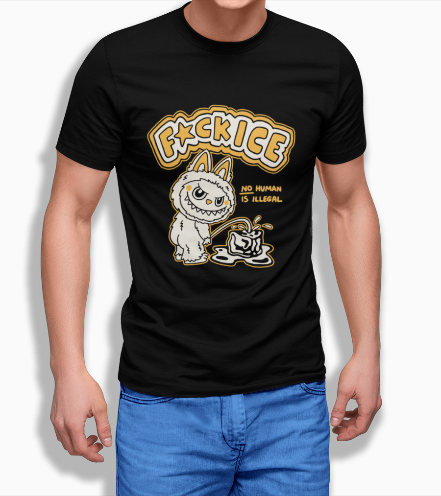 Fck Ice No Human Is Illegal Meme Labubu T-Shirt
