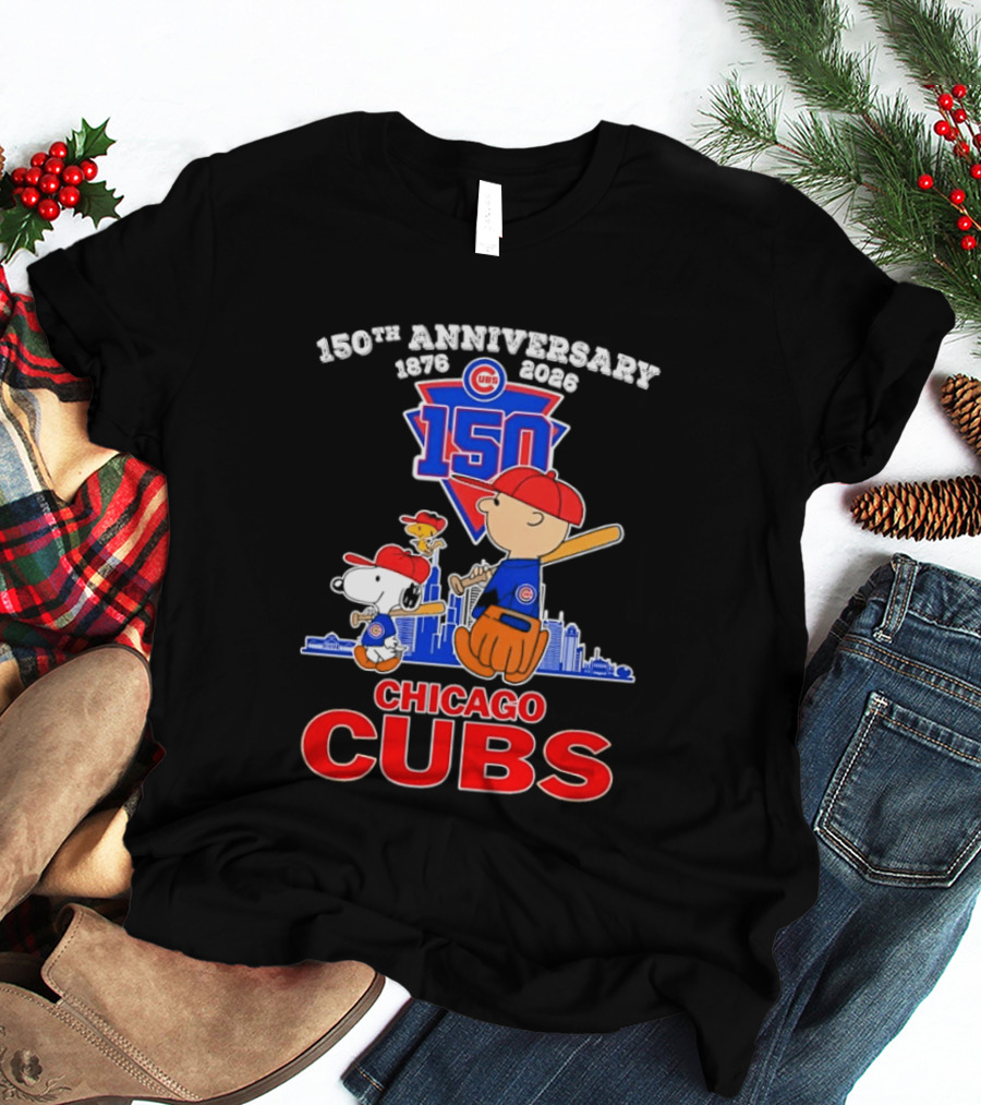 Snoopy Charlie Brown Woodstock Chicago Cubs 150th Anniversary 1876 2026 MLB 150 T-Shirt