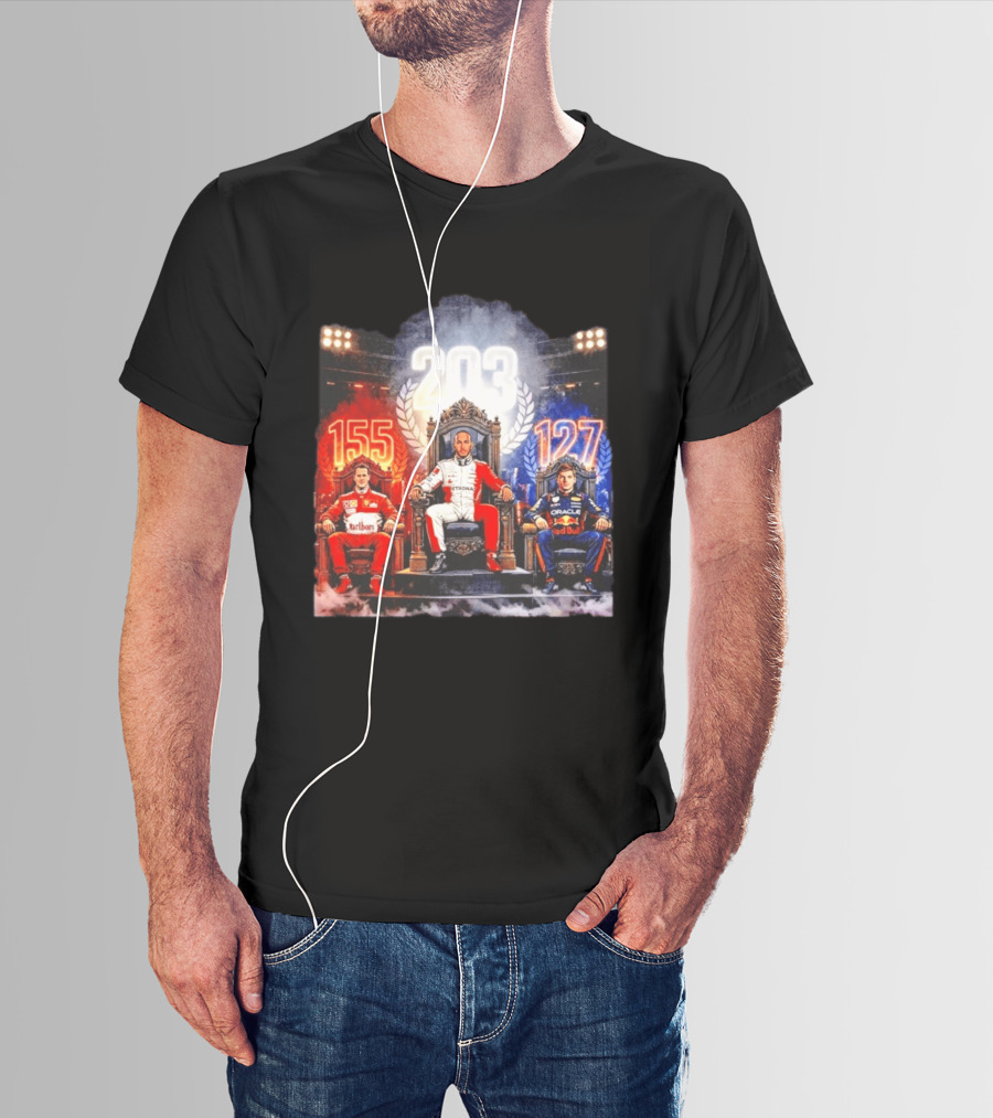 Michael Schumacher Lewis Hamilton Max Verstappen F1 155 203 127 Racing Legends T-Shirt