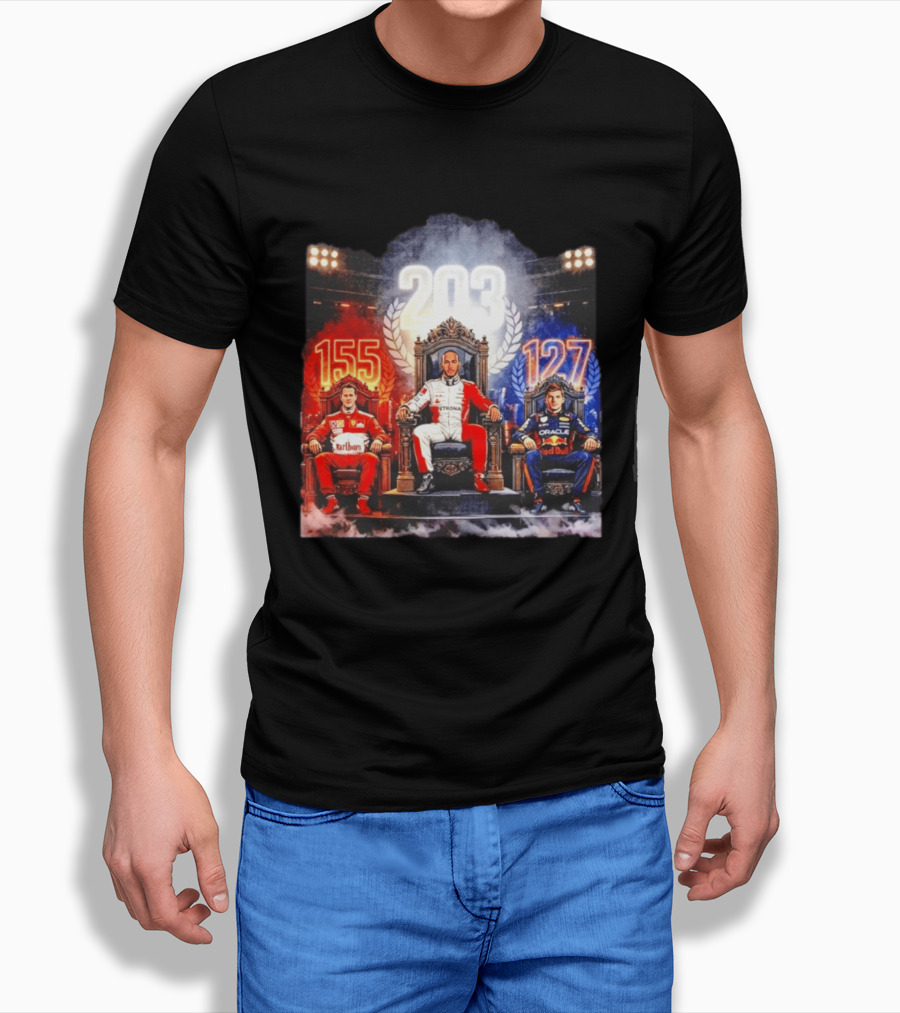 Michael Schumacher Lewis Hamilton Max Verstappen F1 155 203 127 Racing Legends T-Shirt