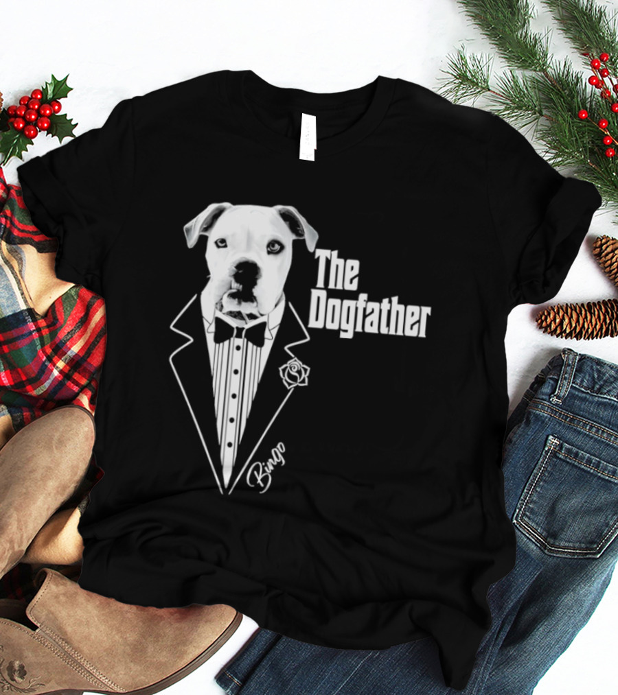 The Dogfather Bingo Tuxedo Bow Tie Rose Godfather Movie Pet Owner T-Shirt