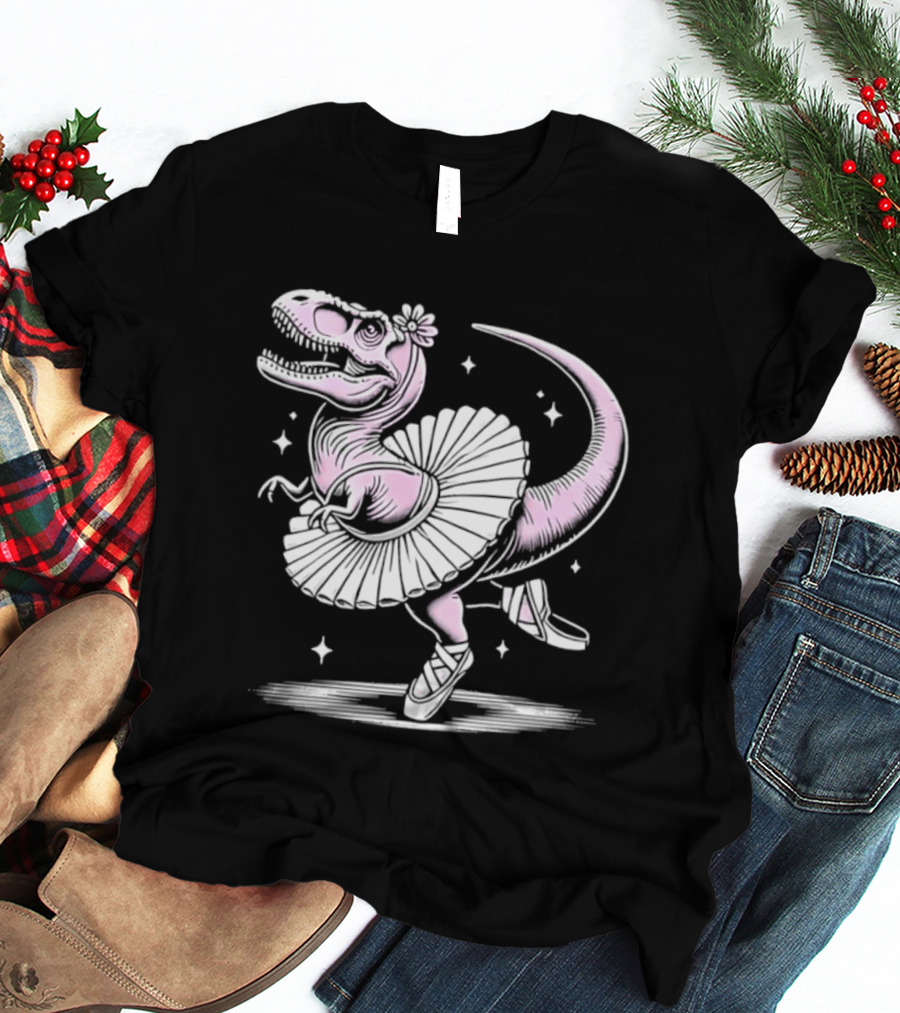Tyrannosaurus Rex Pink Ballerina Tutu Pointe Shoes Dancing T-Shirt