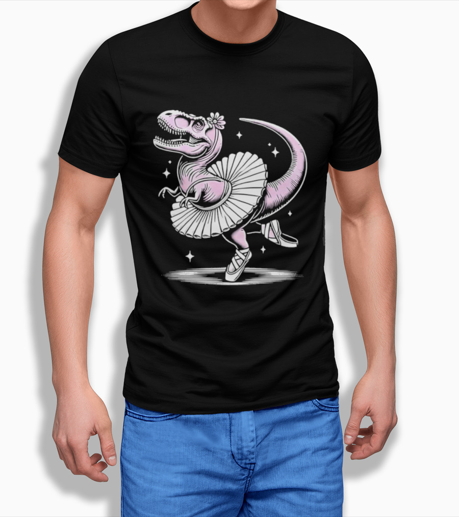 Tyrannosaurus Rex Pink Ballerina Tutu Pointe Shoes Dancing T-Shirt