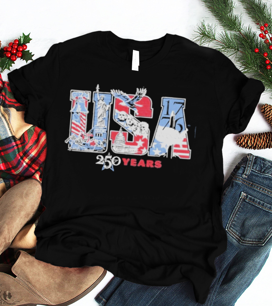 USA 250 Years 1776 2026 American Flag Liberty Eagle T-Shirt