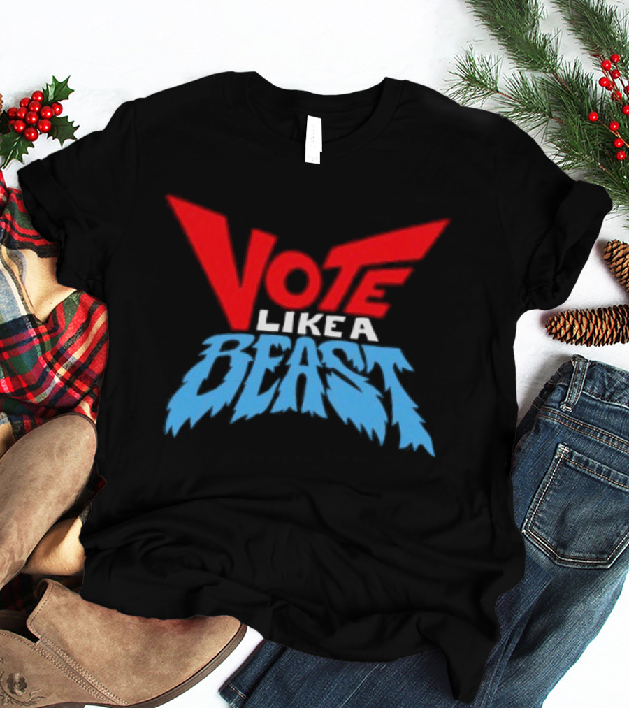 Vote Like A Beast Bold Red Blue T-Shirt