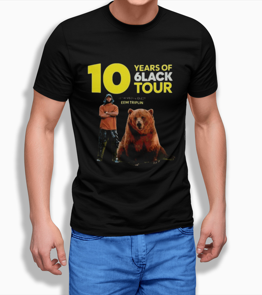 10 Years Of 6lack Tour Eem Triplin Brown Bear T-Shirt
