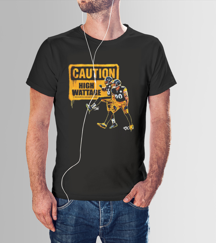 Caution High Wattage Alex Highsmith TJ Watt Pittsburgh Steelers Sack T-Shirt
