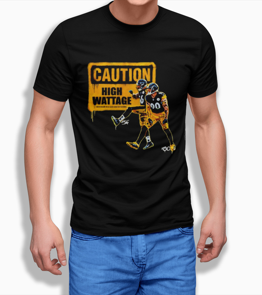 Caution High Wattage Alex Highsmith TJ Watt Pittsburgh Steelers Sack T-Shirt