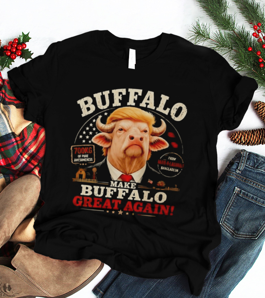 Buffalo Make Buffalo Great Again Funny Graphic With Trump Hair And Star T-Shirt