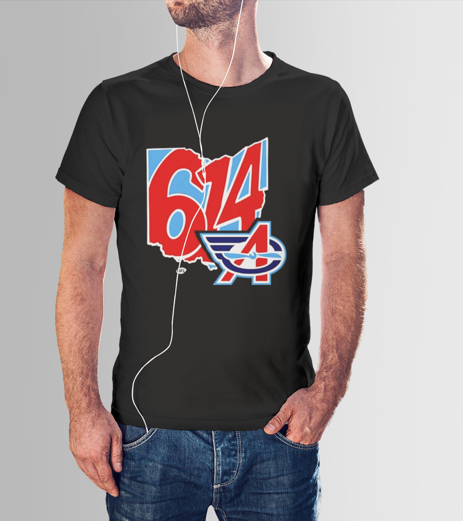 Arlington Renegades Ohio 614 United Football League State Map T-Shirt