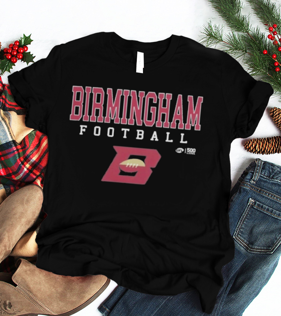 Birmingham Football Stallions UFL Letter B Football Icon Red T-Shirt