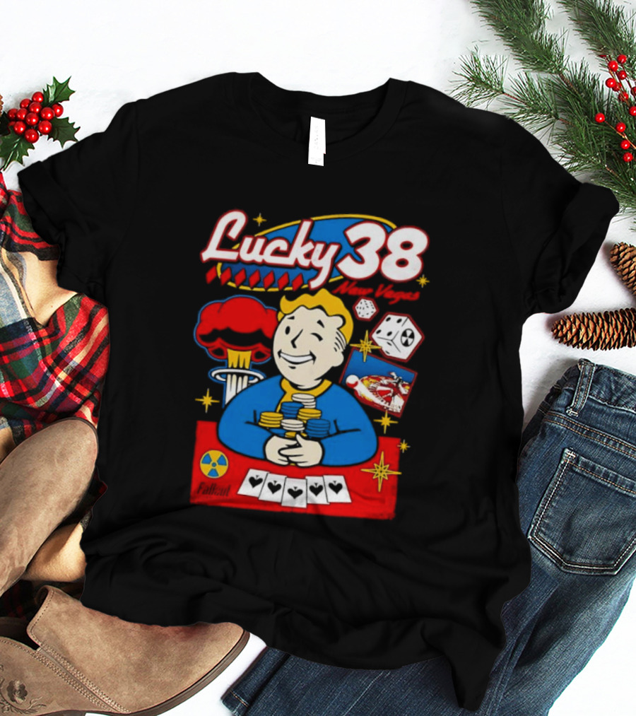 Lucky 38 New Vegas Vault Boy Poker Explosion T-Shirt