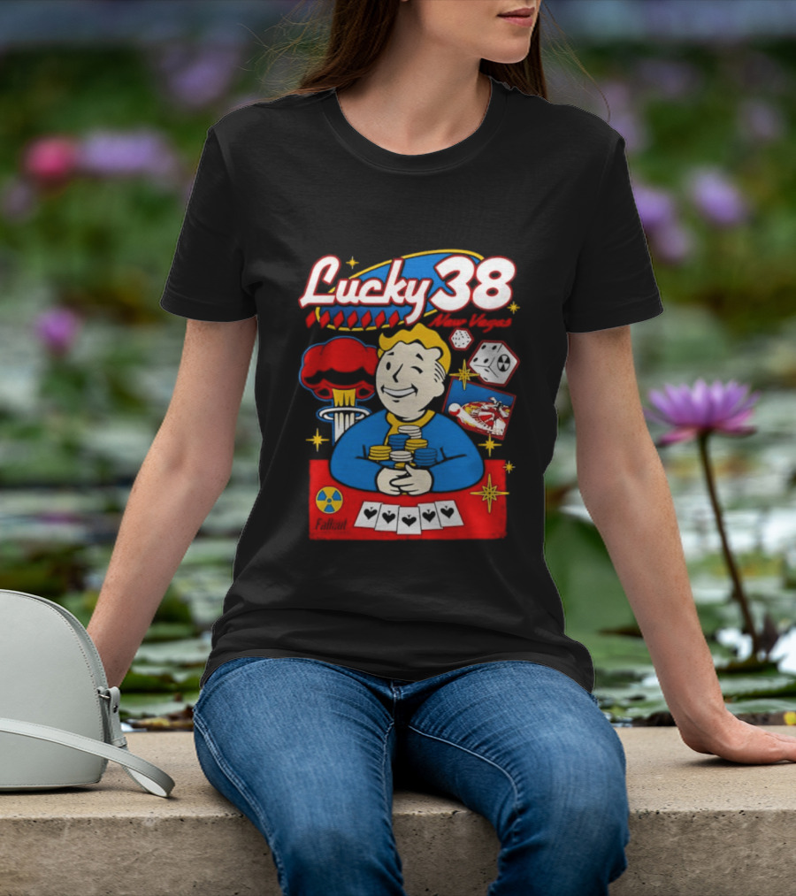 Lucky 38 New Vegas Vault Boy Poker Explosion T-Shirt