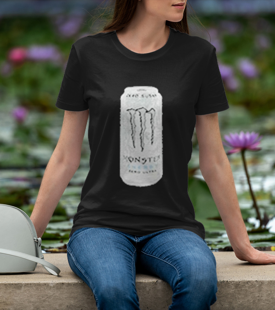Monster Energy Zero Sugar White Can Patch T-Shirt