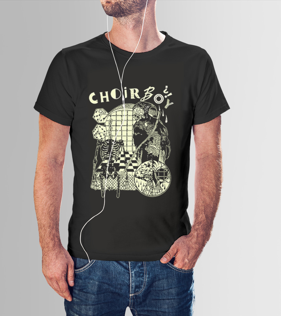 Choir Boy Reaper Skeleton Chessboard T-Shirt