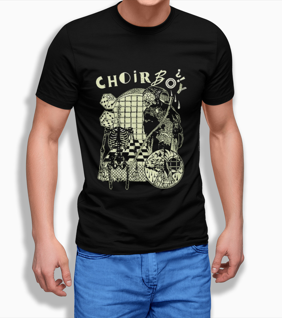 Choir Boy Reaper Skeleton Chessboard T-Shirt