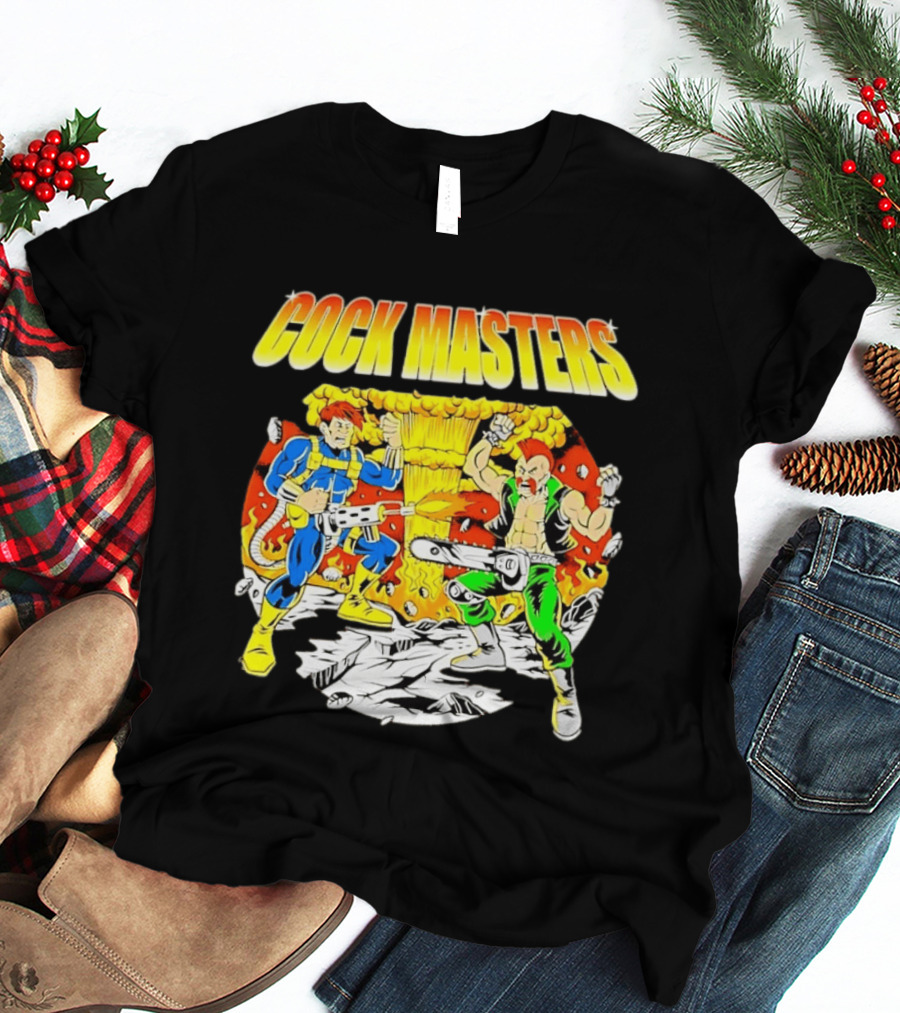 Cock Masters Cartoon Characters With Classic Action Pose T-Shirt