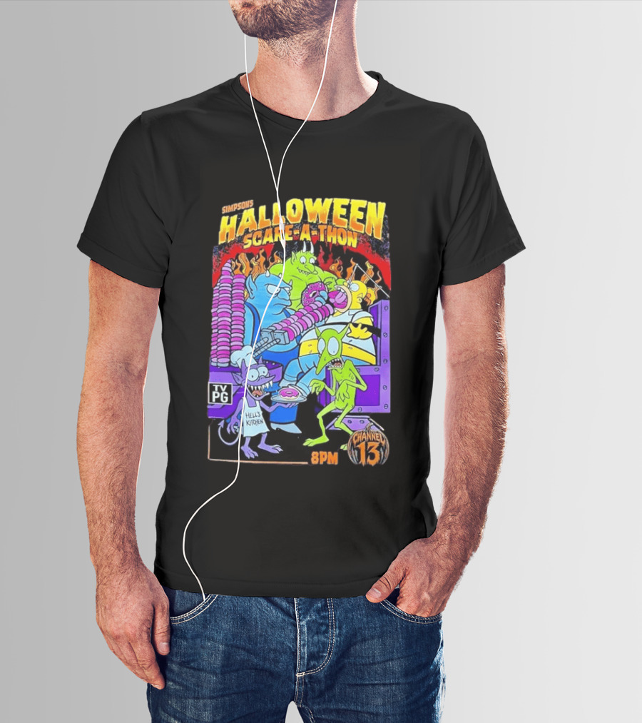 Simpsons Halloween Scare A Thon TV PG 8PM Channel 13 Hell's Kitchen Monsters And Aliens T-Shirt