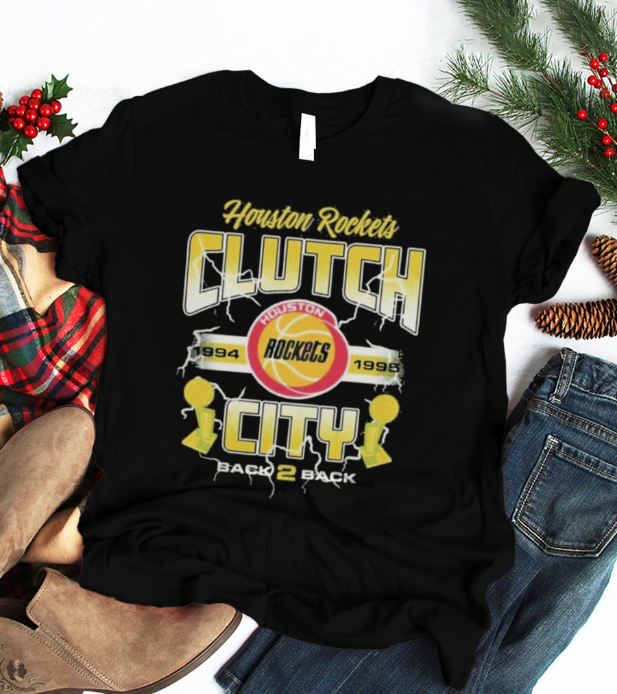 Houston Rockets Clutch City Back 2 Back 1994 1995 NBA Champs T-Shirt