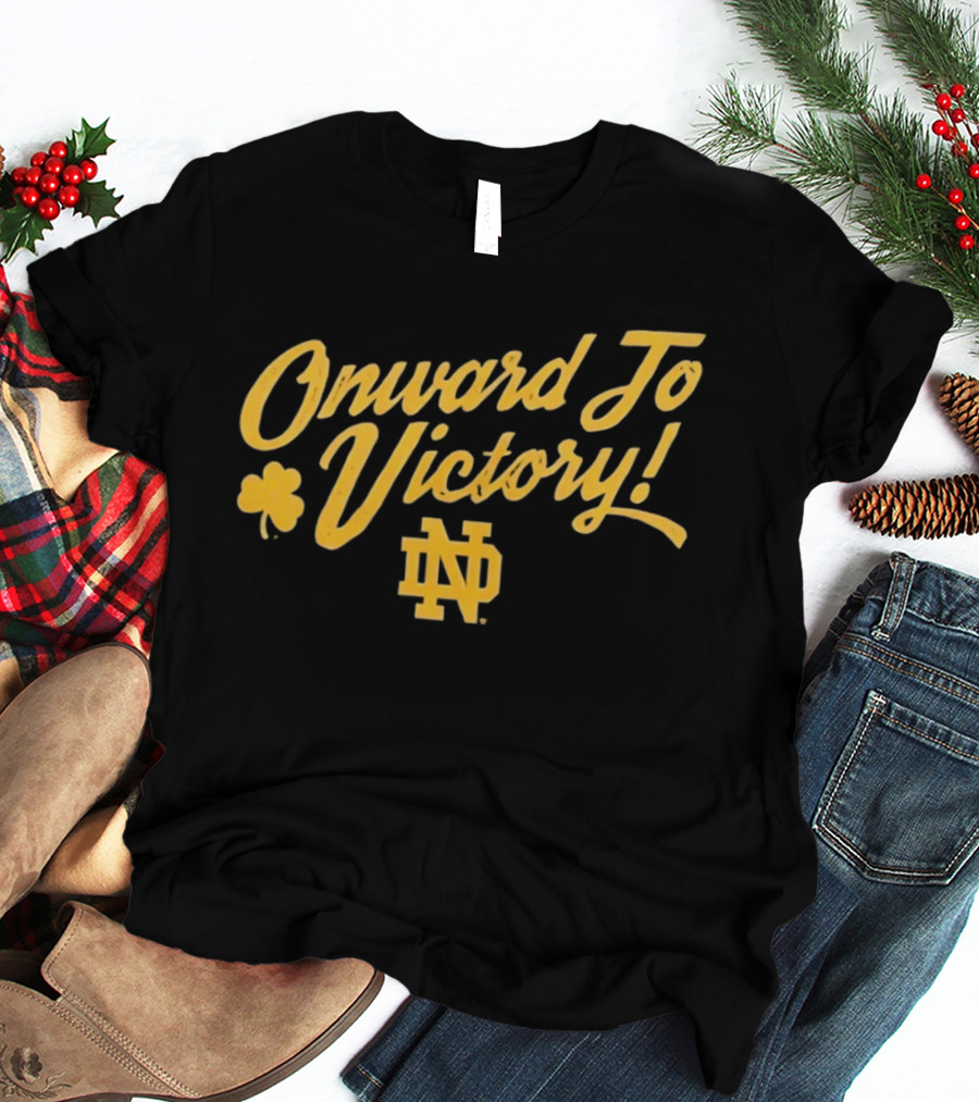 Notre Dame Onward To Victory ND Logo And Shamrock T-Shirt
