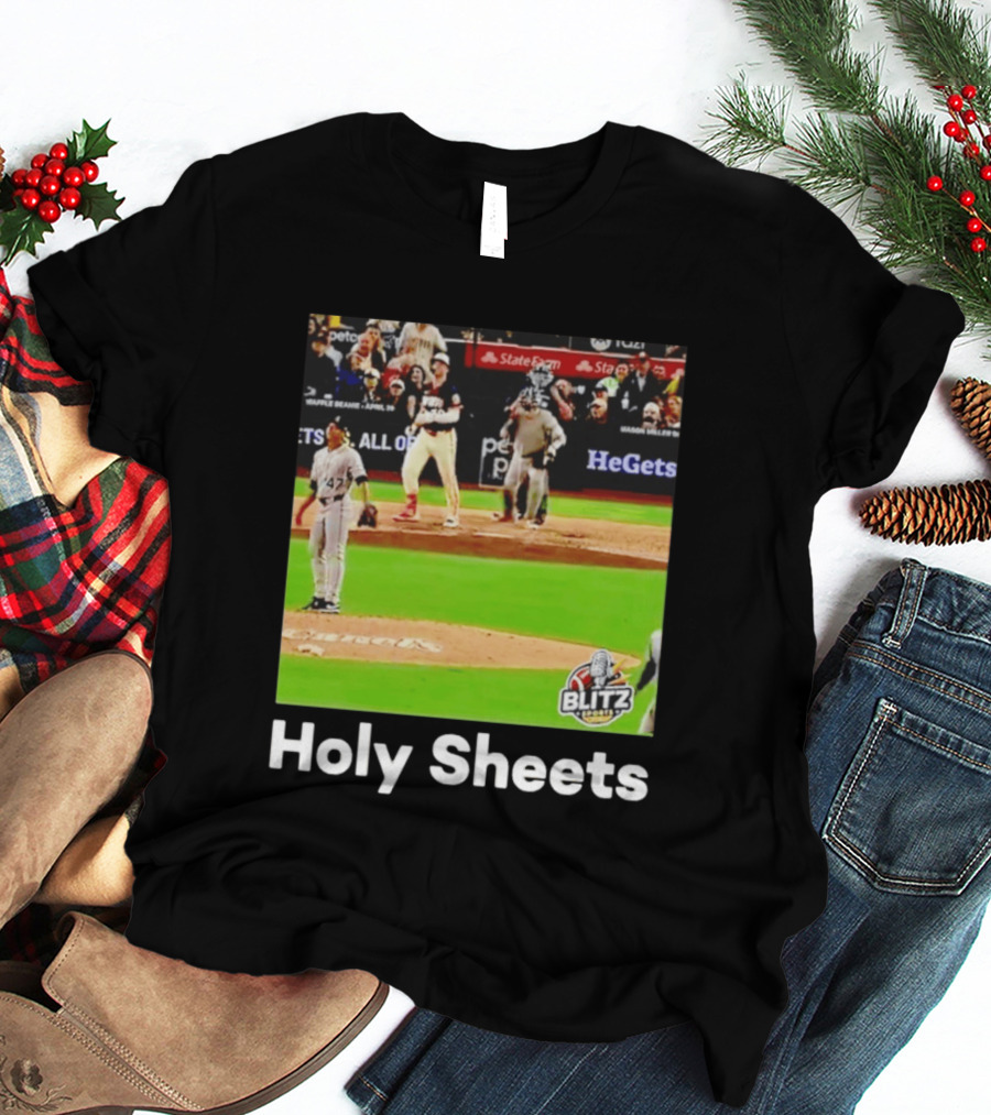 Padres Blitz Baseball Holy Sheets Petco Park T-Shirt
