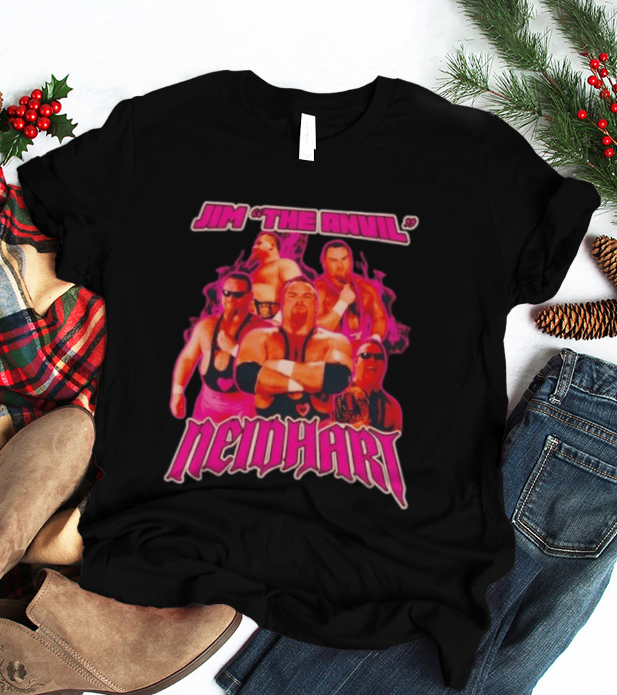Jim Neidhart The Anvil Wrestler Pink Collage Neidhart T-Shirt