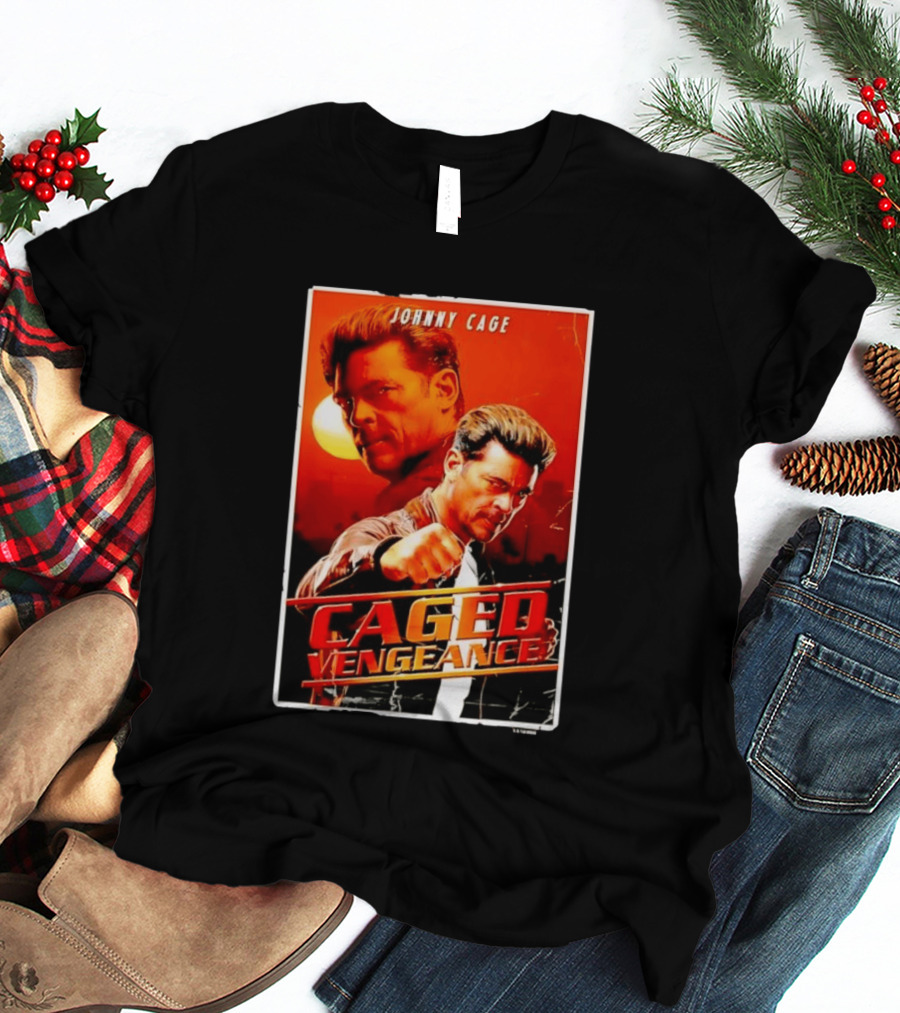 Johnny Cage Caged Vengeance Retro Action Movie T-Shirt