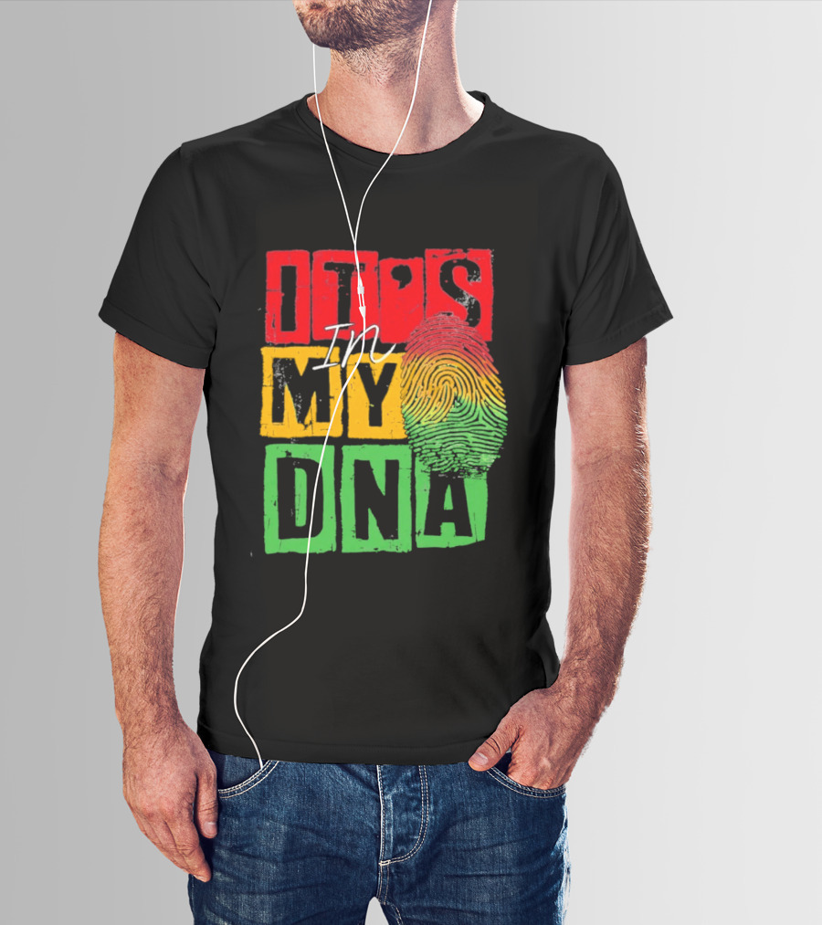 Juneteenth Black Queen It's In My DNA Fingerprint Red Yellow Green T-Shirt