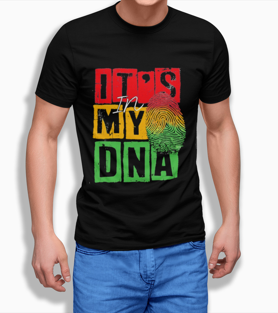 Juneteenth Black Queen It's In My DNA Fingerprint Red Yellow Green T-Shirt
