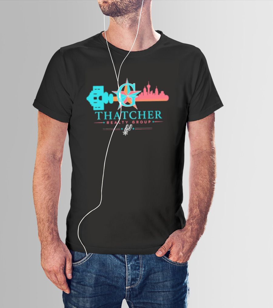 San Antonio Spurs Thatcher Realty Group City Skyline And Key T-Shirt
