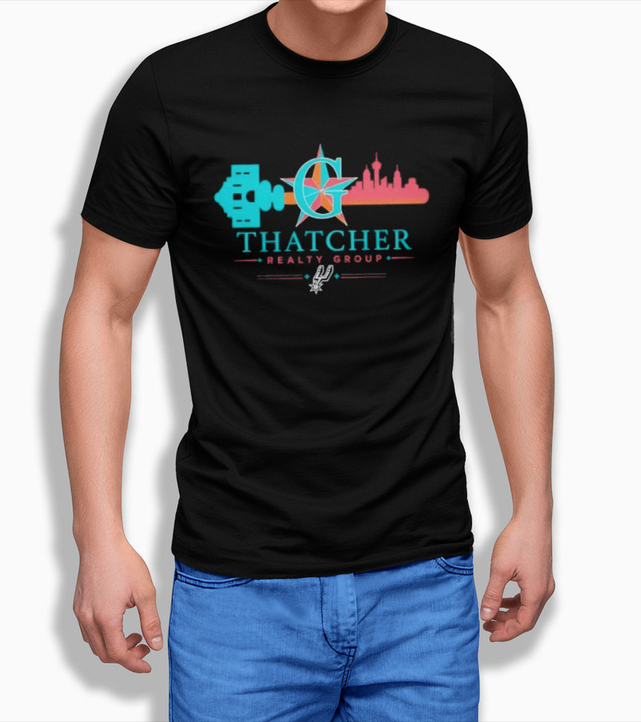 San Antonio Spurs Thatcher Realty Group City Skyline And Key T-Shirt