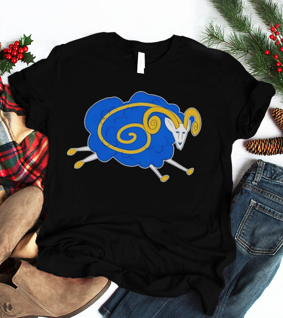 Los Angeles Rams Cursed Spiral Blue Sheep T-Shirt