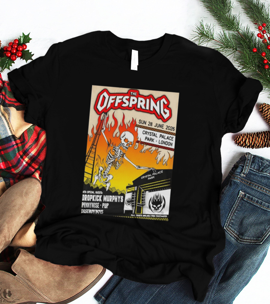 The Offspring Concert June 28 2026 Crystal Palace Park London Dropkick Murphys Pennywise Pup Destroy Boys T-Shirt
