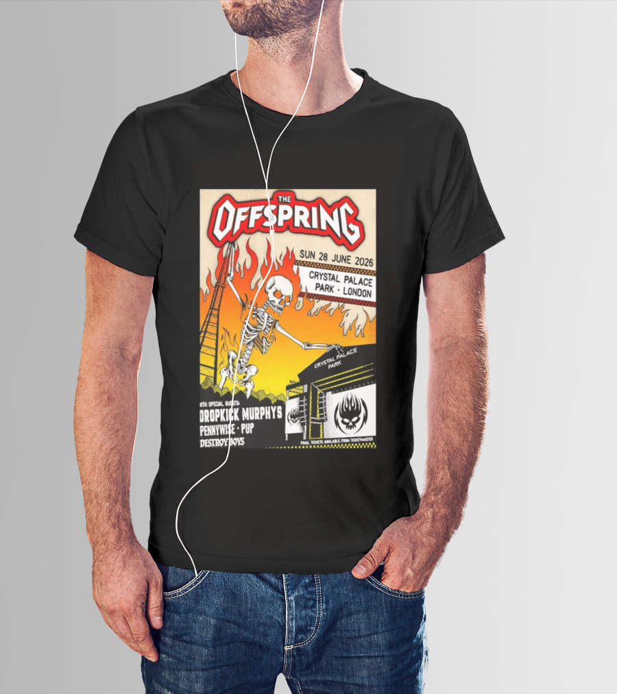 The Offspring Concert June 28 2026 Crystal Palace Park London Dropkick Murphys Pennywise Pup Destroy Boys T-Shirt