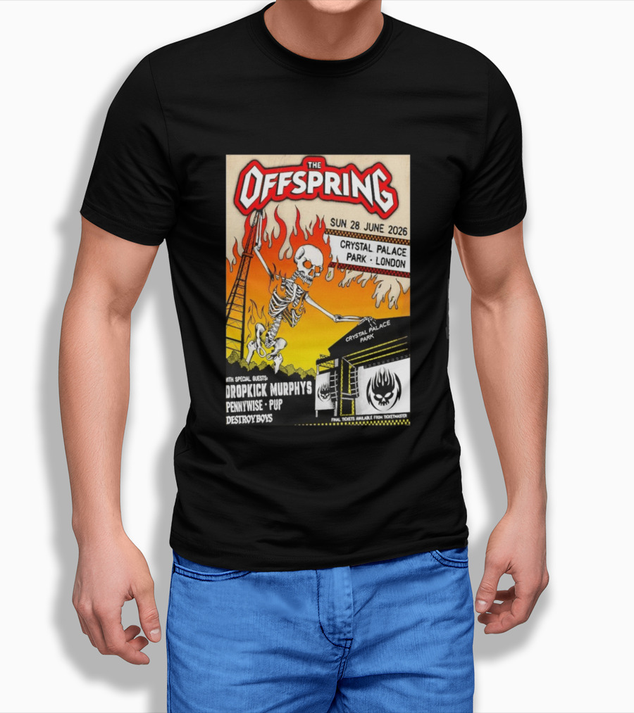 The Offspring Concert June 28 2026 Crystal Palace Park London Dropkick Murphys Pennywise Pup Destroy Boys T-Shirt