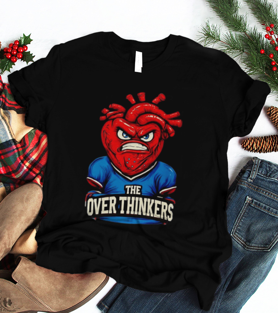 The Overthinkers Varsity Angry Heart Bold Red Blue T-Shirt