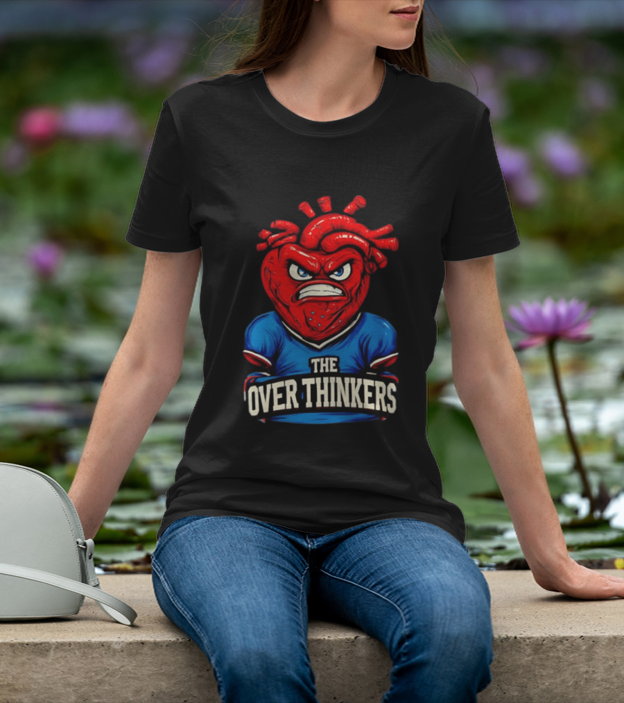 The Overthinkers Varsity Angry Heart Bold Red Blue T-Shirt